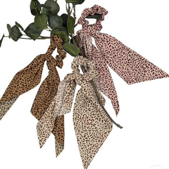 NEW Leopard Hair Ribbon Scrunchie - Picture 8 of 11